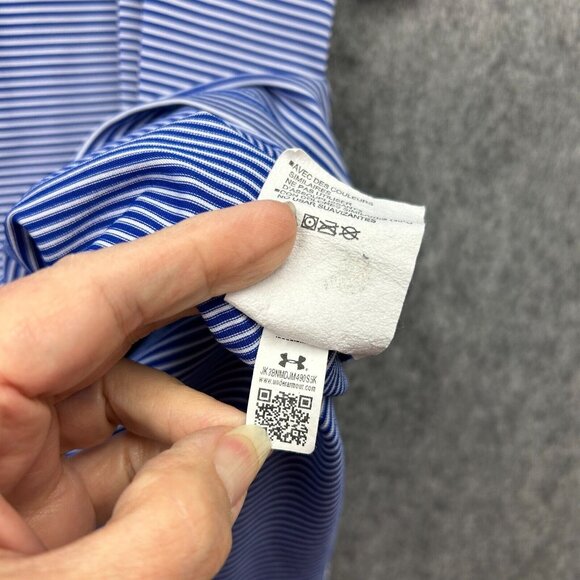 Under Armour Short Sleeve Performance Polo Shirt Men's Size XXL Blue Striped - Picture 7 of 11